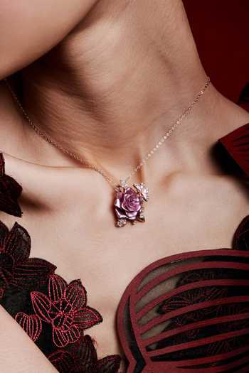Buy_Miss Jo_Pink Whimsical Winged Rose Pendant Necklace _Online_at_Aza_Fashions