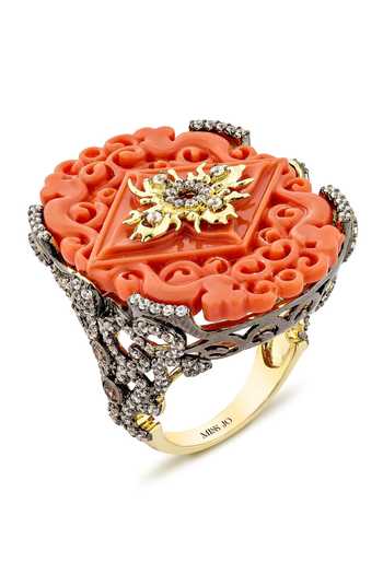 Buy_Miss Jo_Orange Garden Luster Cocktail Ring _at_Aza_Fashions