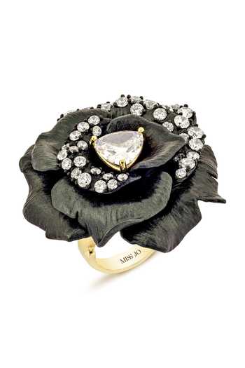 Shop_Miss Jo_Black Vintage Rose Garden Cocktail Ring _at_Aza_Fashions