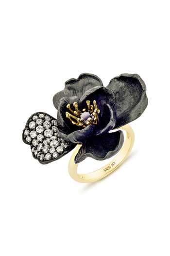 Shop_Miss Jo_Black Opulent Magnolia Cocktail Ring _at_Aza_Fashions