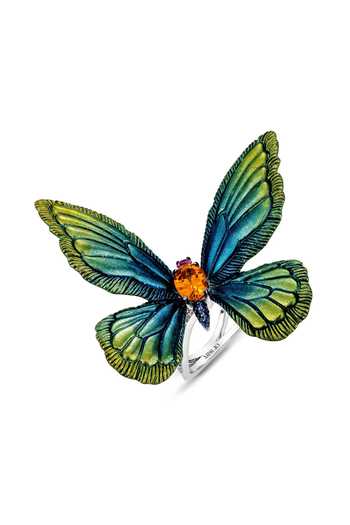 Buy_Miss Jo_Green Mystic Butterfly Cocktail Ring _at_Aza_Fashions