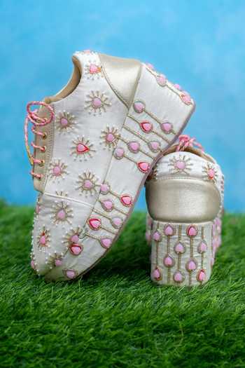 Around Always_Ivory Bobo Pink Heart Motif Sneakers _Online_at_Aza_Fashions