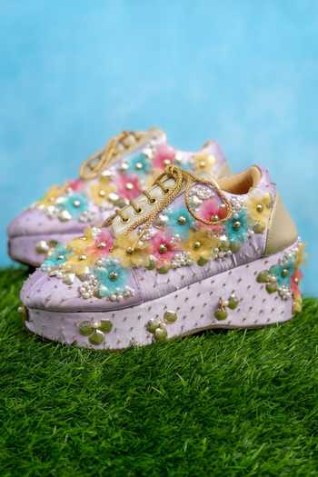 Shop_Around Always_Multi Color Zuzu Lilac Floral Platform Sneakers _at_Aza_Fashions