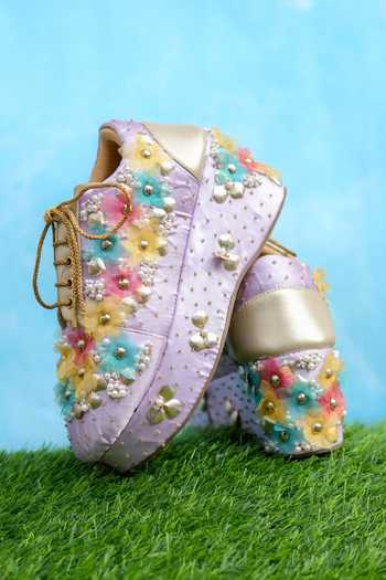 Buy_Around Always_Multi Color Zuzu Lilac Floral Platform Sneakers _Online_at_Aza_Fashions