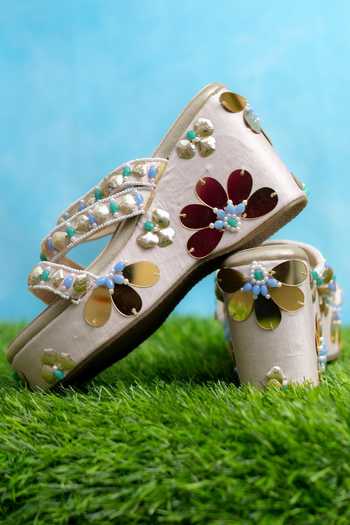 Around Always_Pink Juno Embellished Wedges _Online_at_Aza_Fashions