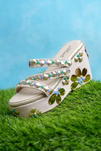 Buy_Around Always_Pink Juno Embellished Wedges _Online_at_Aza_Fashions