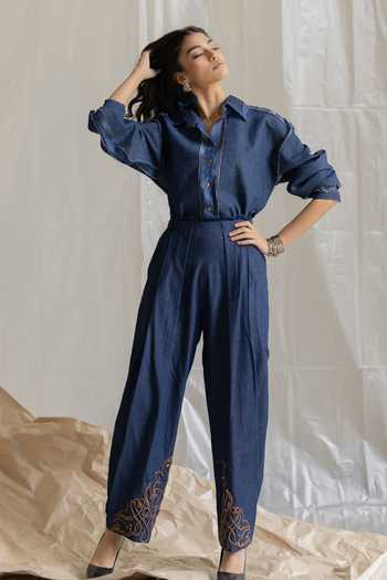 Shop_Pooja-Keyur_Blue Denim Pant _Online_at_Aza_Fashions