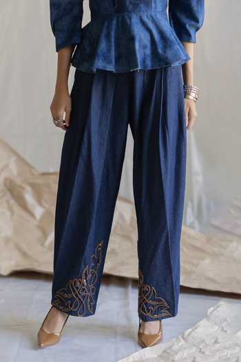 Pooja-Keyur_Blue Denim Pant _at_Aza_Fashions