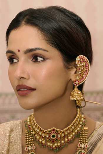 Shop_Preeti Mohan_Green Rishika Kundan Choker _at_Aza_Fashions
