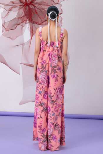 Shop_Vesture_Pink Chhalia Print Halter Neck Jumpsuit _at_Aza_Fashions