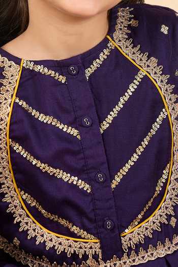 Shop_StyloBug_Purple Polyester Embroidered Kurta And Sharara Set _Online_at_Aza_Fashions