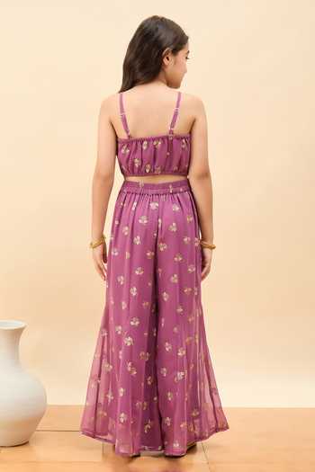 Buy_StyloBug_Pink Polyester Floral Pattern Jacket Set  _Online_at_Aza_Fashions