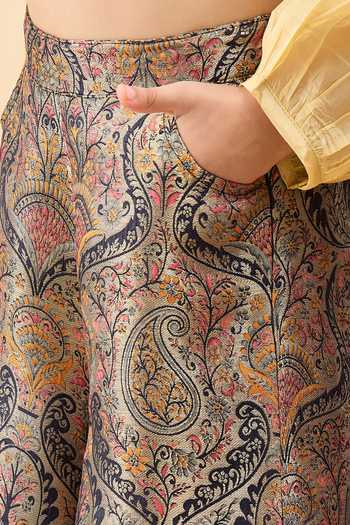 Buy_StyloBug_Gold Polyester Bow Neck Top And Pant Set _Online_at_Aza_Fashions