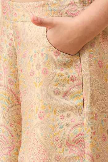 Buy_StyloBug_Blue Polyester Bow Tie Top And Pant Set _Online_at_Aza_Fashions
