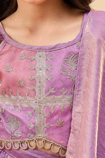 Buy_StyloBug_Purple Polyester Embroidered Lehenga Set _Online_at_Aza_Fashions