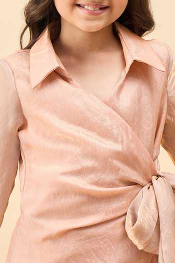Buy_StyloBug_Gold Polyester Side Waist Tie-up Top And Pant Set _Online_at_Aza_Fashions