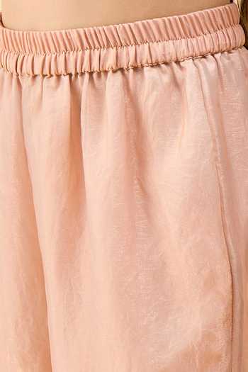 Shop_StyloBug_Gold Polyester Side Waist Tie-up Top And Pant Set _Online_at_Aza_Fashions