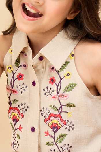 Buy_StyloBug_Off White Polyester Embroidered Kurta And Pant Set _Online_at_Aza_Fashions