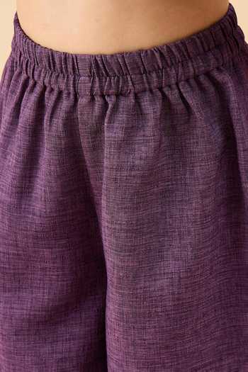 Buy_StyloBug_Purple Polyester Embroidered Kurta And Pant Set _Online_at_Aza_Fashions