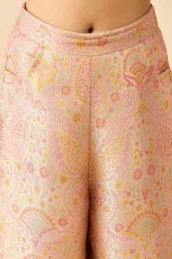 Shop_StyloBug_Pink Polyester Paisley Pattern Top With Pant _Online_at_Aza_Fashions