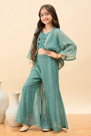 Buy_StyloBug_Green Polyester Motif Pattern Jacket And Pant Set 