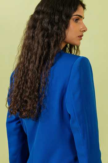 Buy_Swatee Singh_Blue Crepe Fan Pleated Blazer 