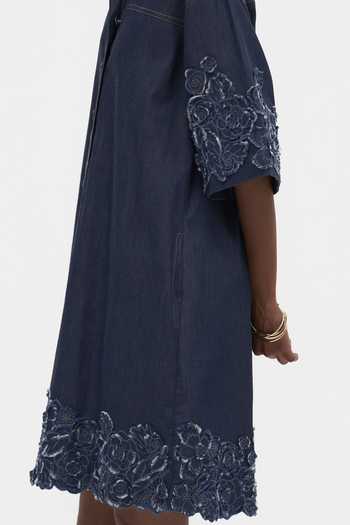 Buy_Payal Jain_Blue Denim Mandarin Collar Hannele Embroidered Dress _Online_at_Aza_Fashions
