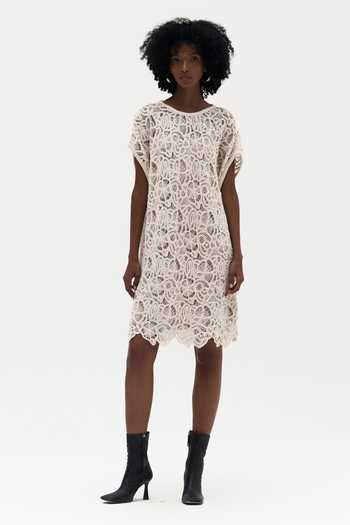 Buy_Payal Jain_Off White Cotton Round Neck Marta Crochet Dress _Online_at_Aza_Fashions