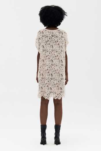 Shop_Payal Jain_Off White Cotton Round Neck Marta Crochet Dress _at_Aza_Fashions