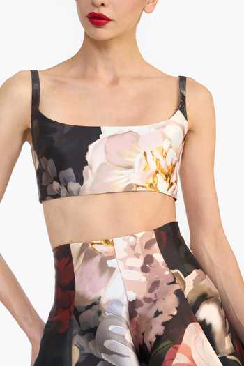 Gauri & Nainika_Black Floral Print Panelled Skirt _at_Aza_Fashions