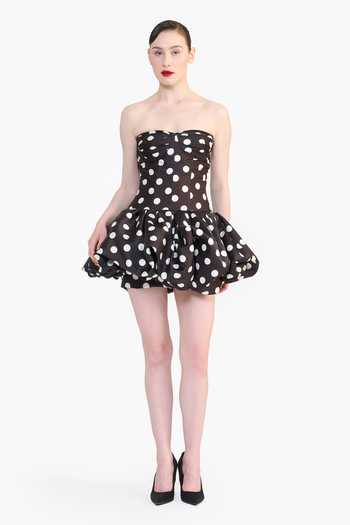 Buy_Gauri & Nainika_Black Sweetheart , Bandeau Polka Dot Print Dress _at_Aza_Fashions