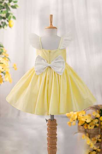 Shop_Ruchika Lath Label_Yellow Taffeta, Tulle Princess Castle Hand Embroidered Dress _at_Aza_Fashions