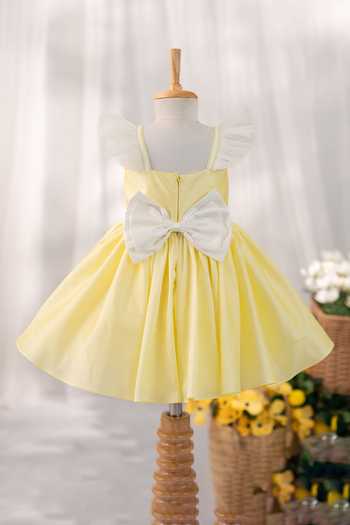 Ruchika Lath Label_Yellow Taffeta, Tulle Princess Castle Hand Embroidered Dress _at_Aza_Fashions