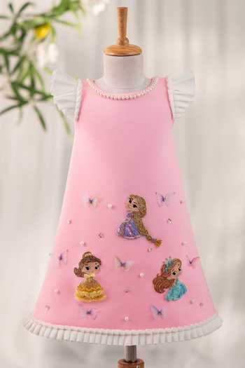 Ruchika Lath Label_Pink Princess Hand Embroidered Dress _at_Aza_Fashions