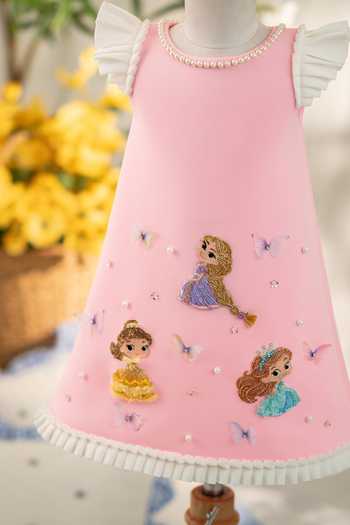 Buy_Ruchika Lath Label_Pink Princess Hand Embroidered Dress 