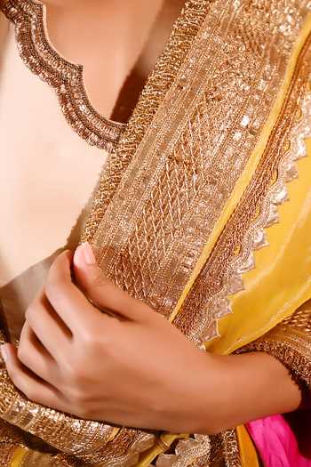 Buy_Shorshe Clothing_Ivory Silk, Cotton, Handloom Cotton, Tussar V-neck Rumi Kali Kurta 