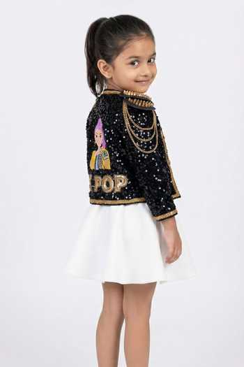 Shop_Ruchika Lath Label_Black Velvet K Pop Jacket And Skirt Set _at_Aza_Fashions
