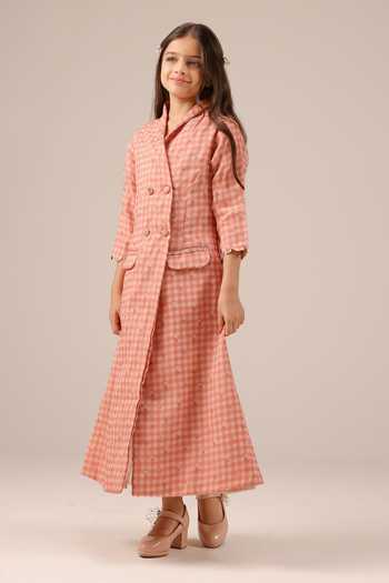 Shop_OurDve_Pink Organza Merry Double Breasted Coat _at_Aza_Fashions