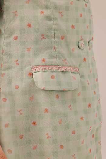 Buy_OurDve_Green Organza, Cotton Merry Checkered Coat And Dress Set _Online_at_Aza_Fashions