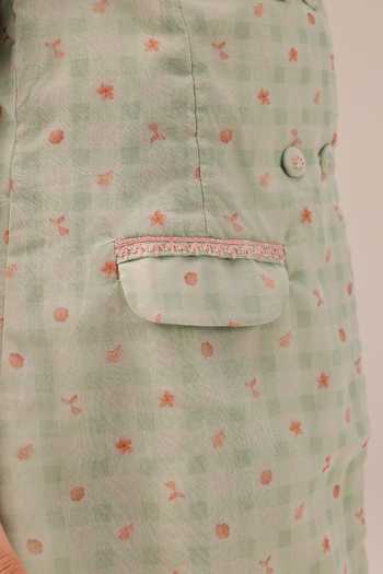 Shop_OurDve_Green Organza Merry Checkered Double Breasted Coat _Online_at_Aza_Fashions
