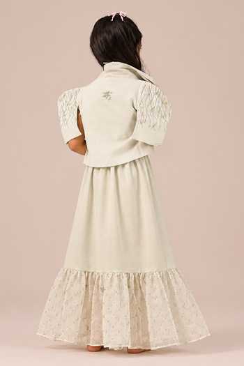 Shop_OurDve_Green Palm Pop Embroidered Crop Jacket _at_Aza_Fashions
