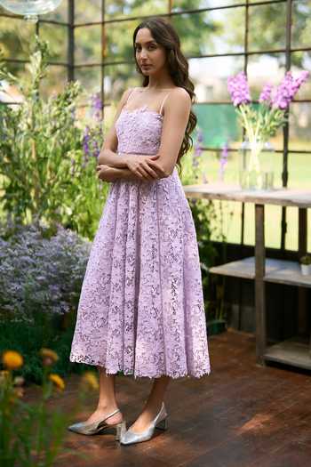 Buy_Dash And Dot_Purple Viscose Square Neck Corded Lace Midi Dress _Online_at_Aza_Fashions