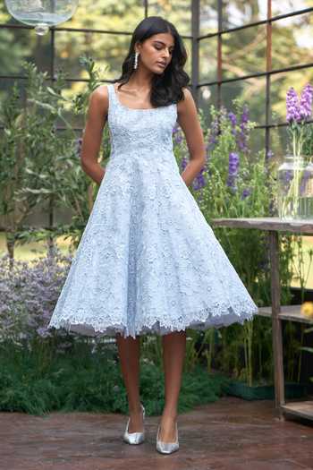 Buy_Dash And Dot_Blue Viscose Square Neck Cutwork Lace Midi Dress _Online_at_Aza_Fashions