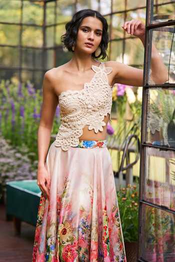 Shop_Dash And Dot_Multi Color Polyester Floral Print Maxi Skirt _Online_at_Aza_Fashions