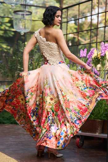 Dash And Dot_Multi Color Polyester Floral Print Maxi Skirt _Online_at_Aza_Fashions