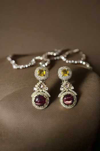 Amaara Jewels_Multi Color Florentine Jewel Bloom Necklace Set _Online_at_Aza_Fashions