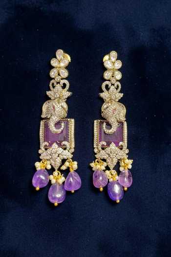 Buy_Amaara Jewels_Gold Plated Amethyst Royale Gaj Charm Necklace Set _Online_at_Aza_Fashions