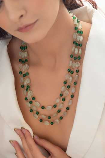 Buy_Do Taara_Green Mint Layered Necklace _at_Aza_Fashions