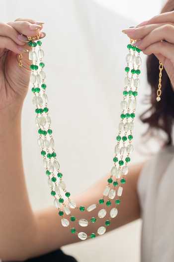 Shop_Do Taara_Green Mint Layered Necklace _at_Aza_Fashions
