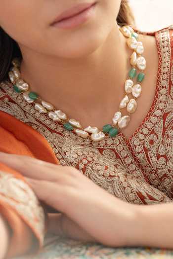 Do Taara_Ivory Mint Pearl Necklace _Online_at_Aza_Fashions